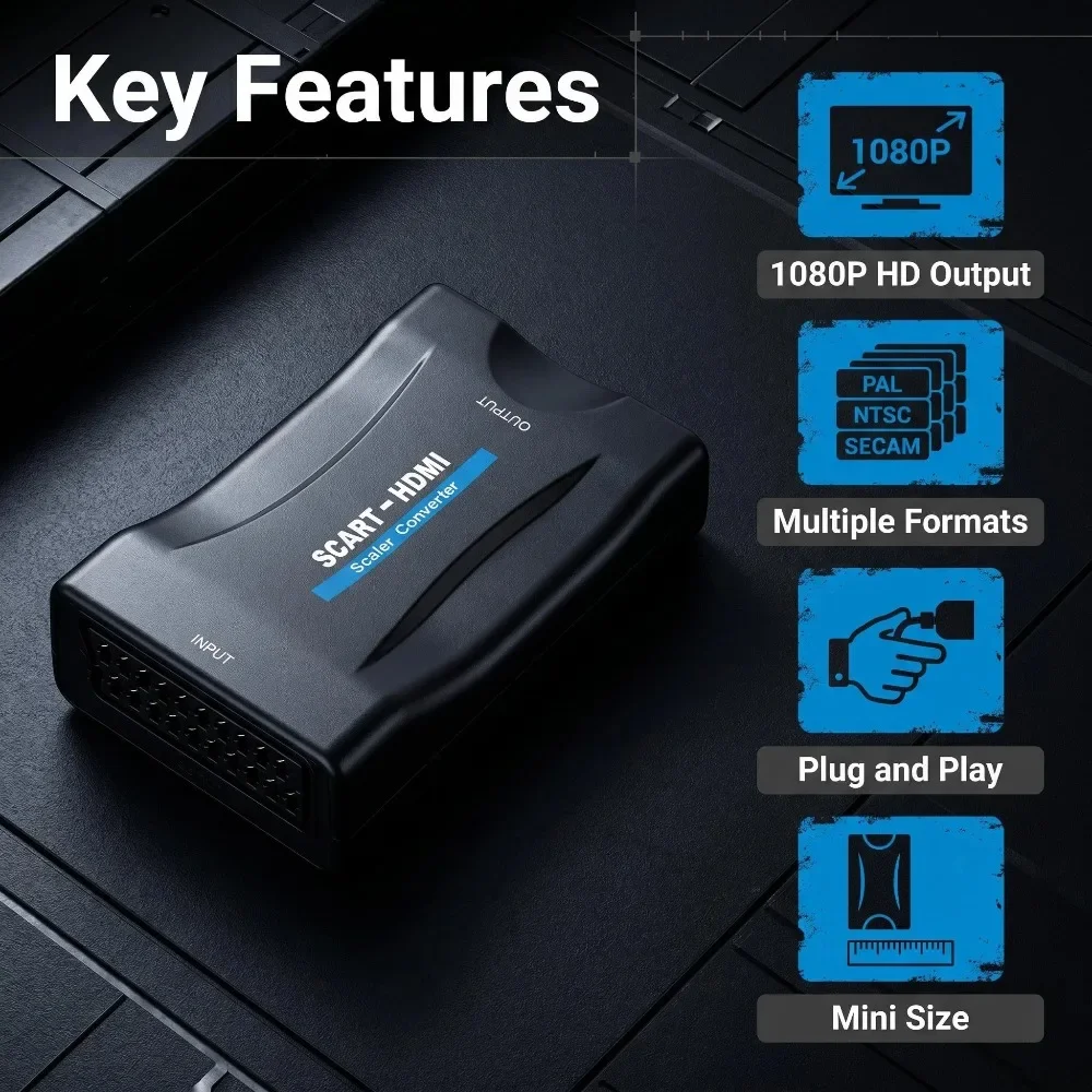 Scart To Hdmi - Adaptador Conversor com Cabo USB para